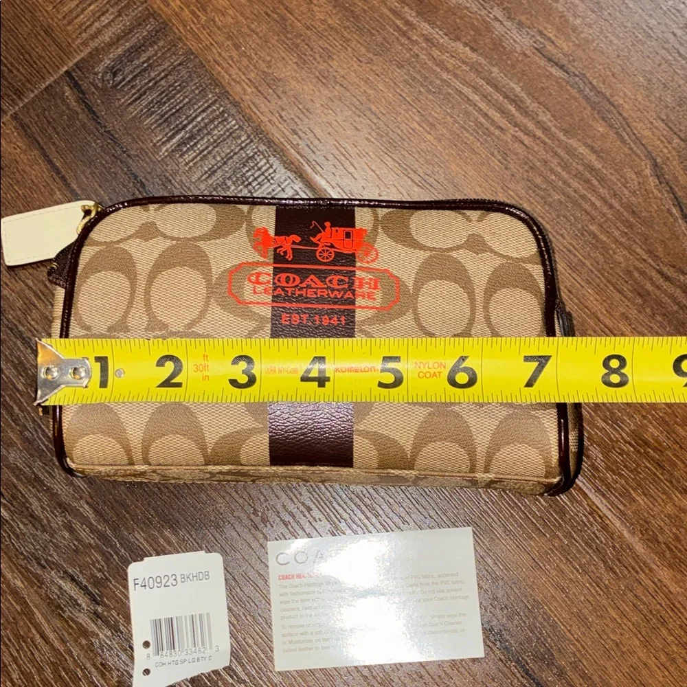NEW Y2K VINTAGE Coach SIGNATURE HERITAGE STRIPE MAKEUP BAG COSMETICS TOILETRY